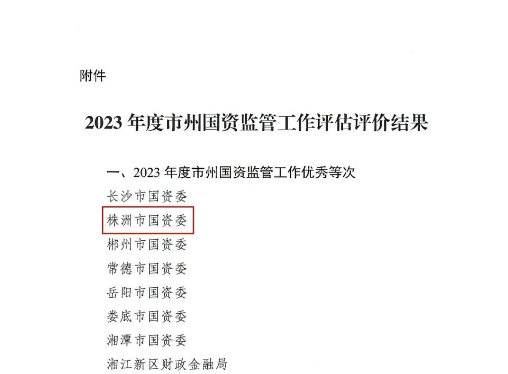 市国资委获评全省2023年度国资监管工作“优秀”等次