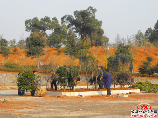 我县县城灵龟峰广场建设进入绿化阶段