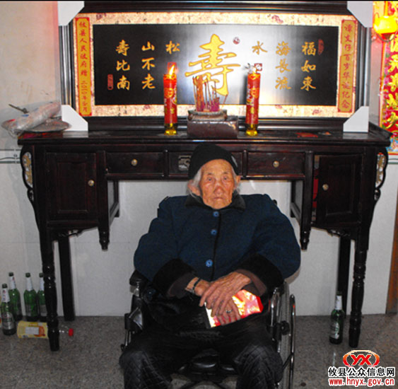 攸县老龄委为百岁老人谭文仔祝寿