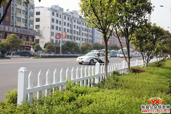 城市提质战：攸县县城中心大道花坛设栅栏