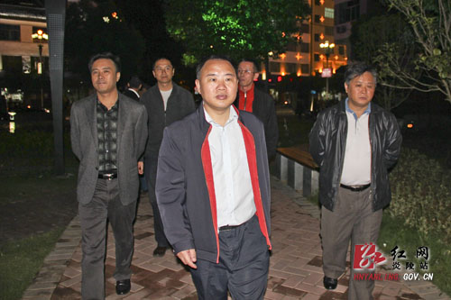 县委副书记刘会才视察城区亮化工程