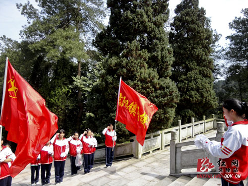 霞阳中学团员青年到县烈士陵园开展清明祭扫活动