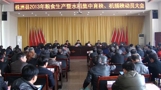 株洲县召开2013年粮食生产暨早稻集中育秧、机插秧动员大会