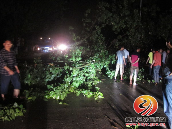 狂风暴雨造成交通中断　交警通宵达旦疏堵保畅