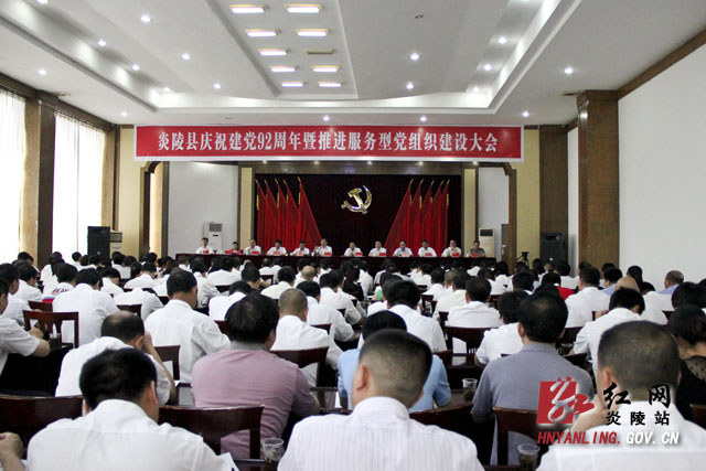 炎陵县召开庆祝建党92周年暨推进服务型党组织建设大会