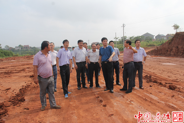 彭新军到东环线公路工程建设现场办公