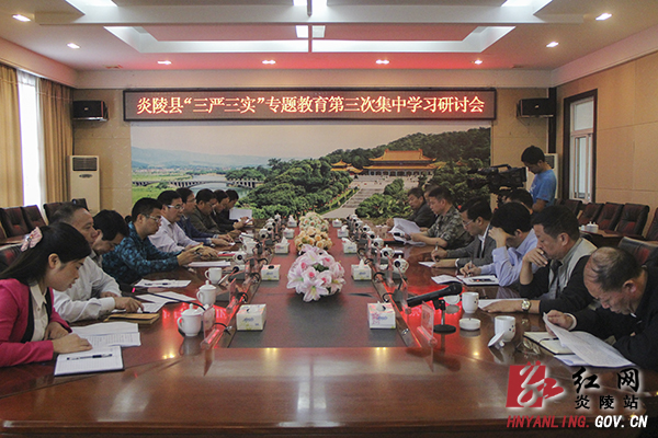 炎陵县举行＂三严三实＂专题教育第三次集中学习研讨