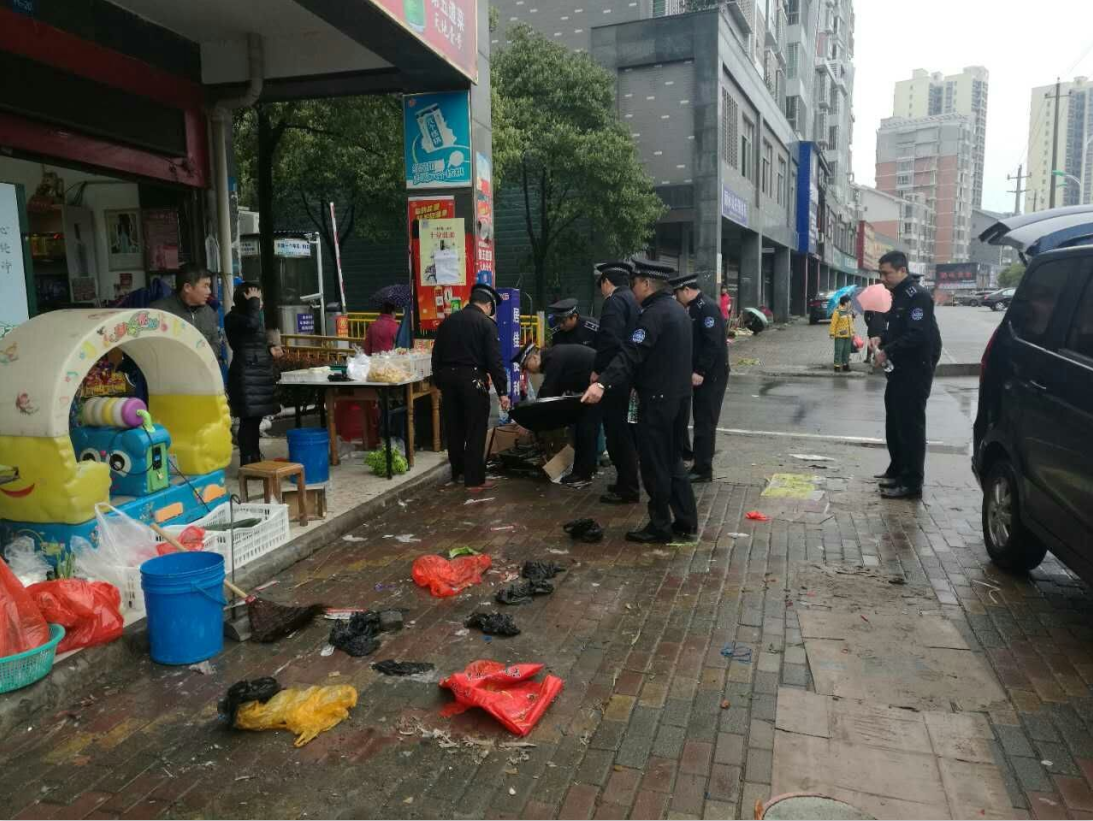 县城市管理和行政执法局城管大队开展丽水山庄摊担占道专项整治