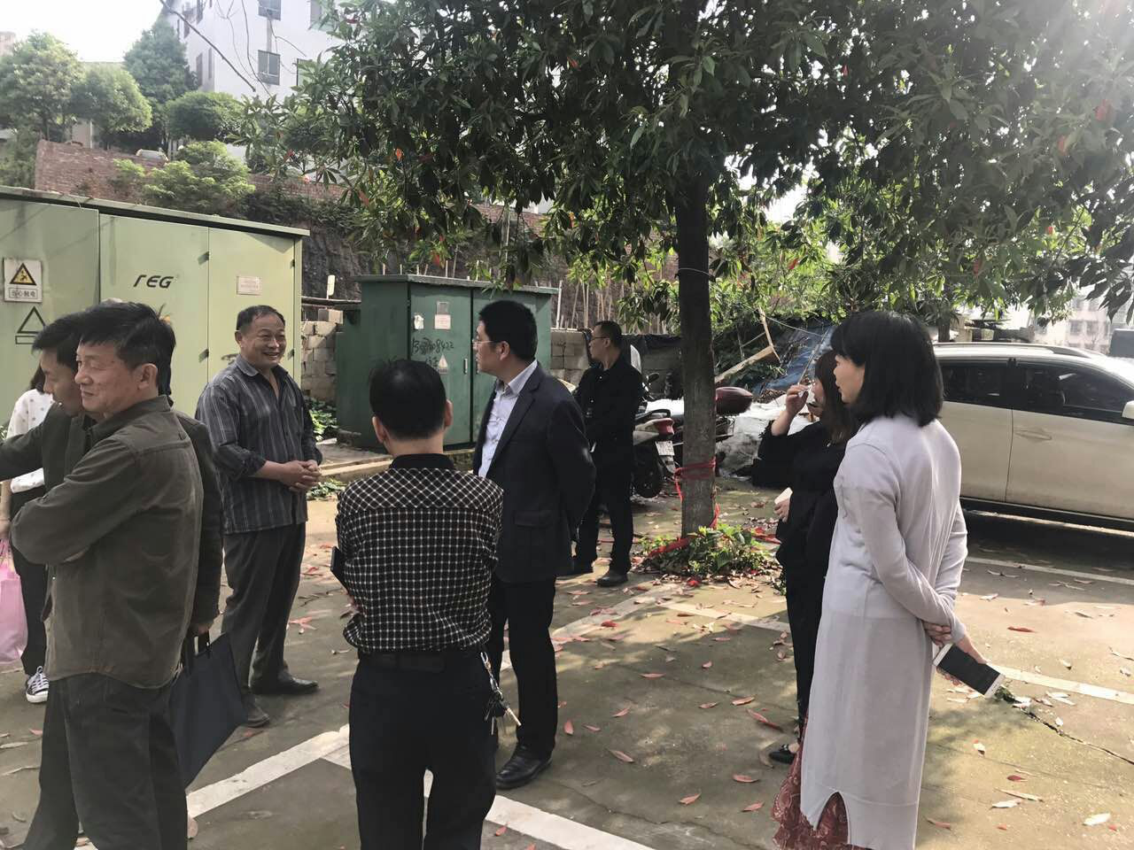 副区长姚艺一行到龙泉街道荷叶冲社区现场查看江南世家护坡垮塌情况