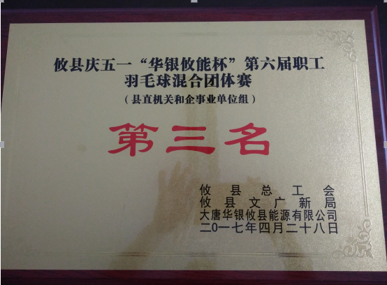 攸县畜牧水产局荣获“华银攸能杯”第六届职工羽毛球混合团体赛第三名