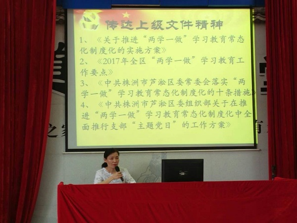 芦淞区社区学院2017 “两学一做”学习教育常态化制度化工作部署会暨主题党日活动召开