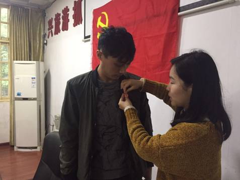 佩戴党徽树形象 大京喜迎“党的十九大”