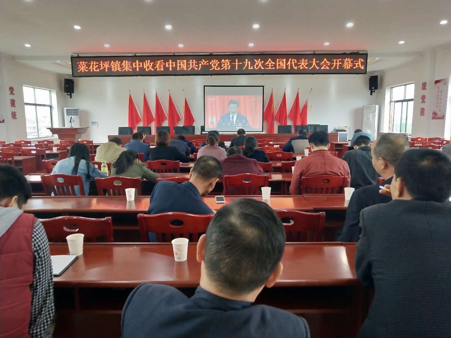 菜花坪镇:集中收看党的“十九大”开幕式