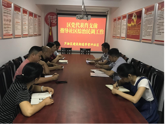 区党代表、区人大主任肖支前驻室指导社区党建工作与综治民调工作