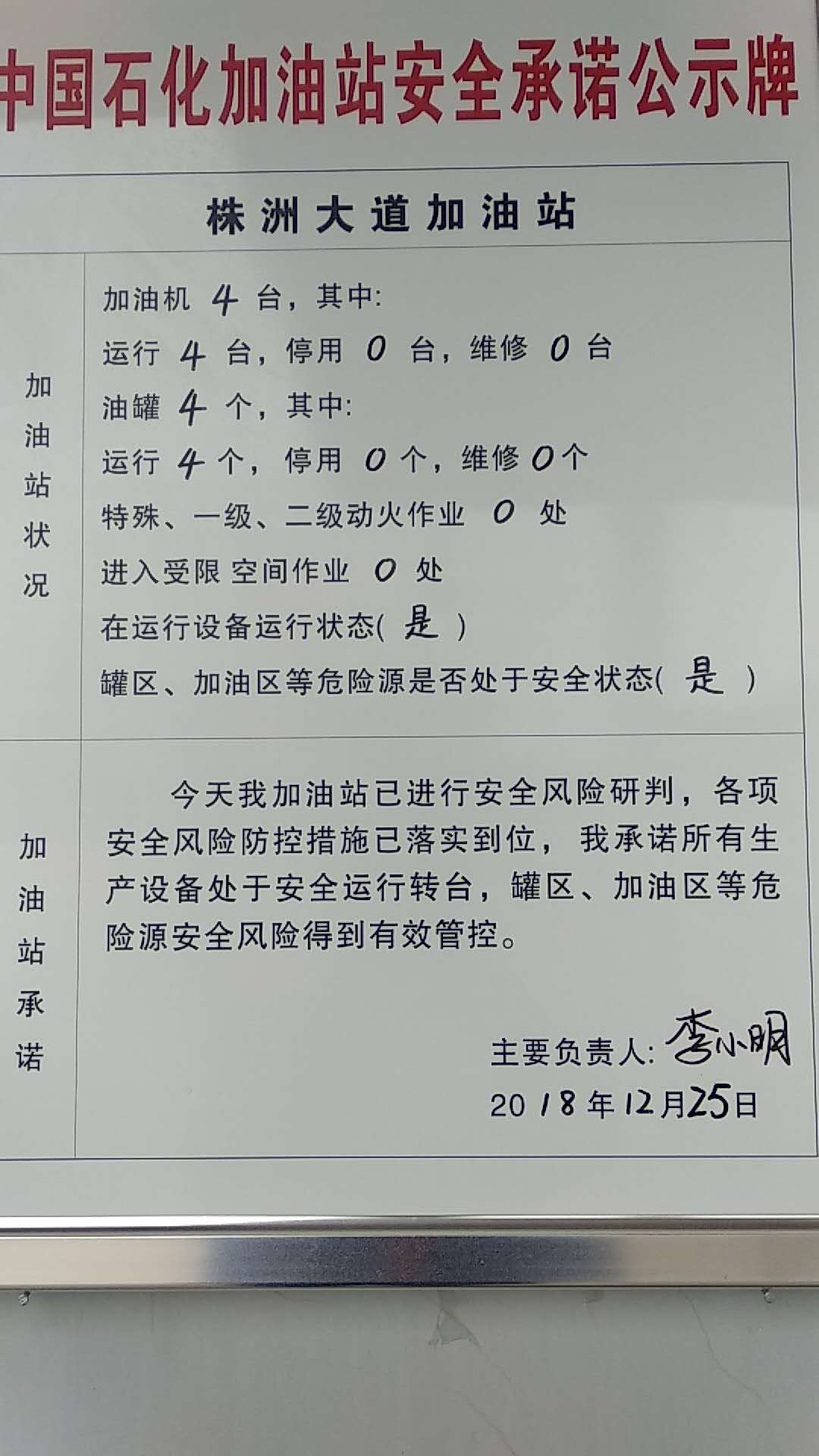 20181225安全承诺公告牌公示