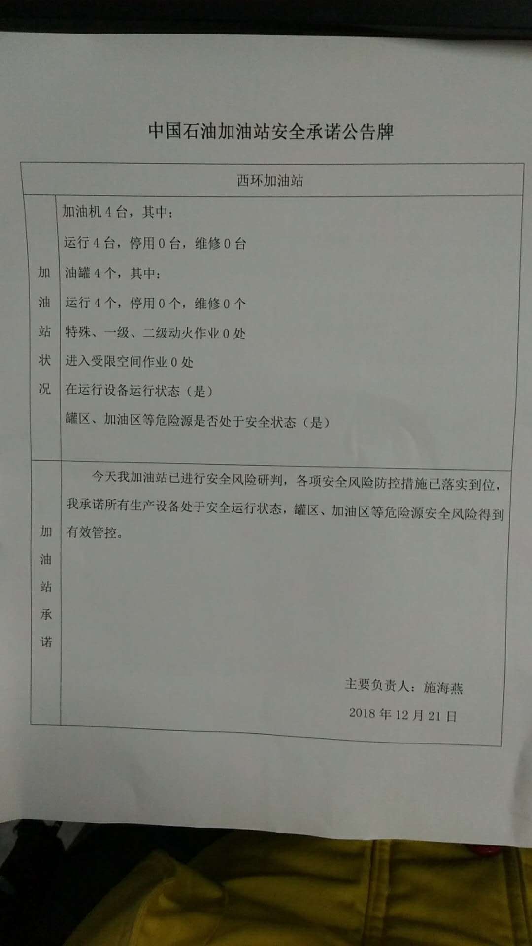20181221安全承诺公告牌公示