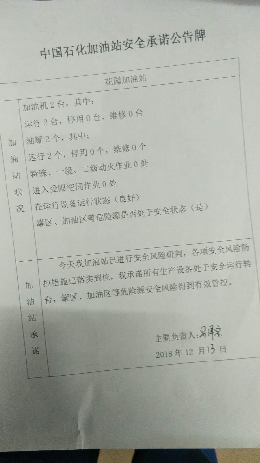 20181213安全生产承诺公告牌公示
