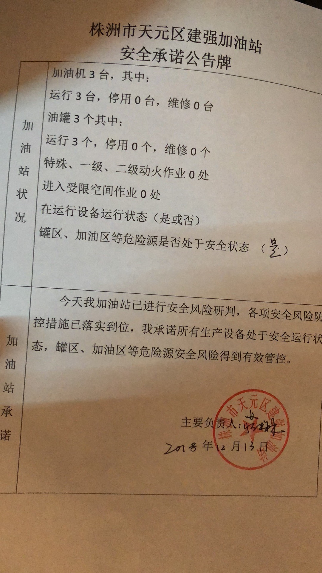 20181213安全生产承诺公告牌公示