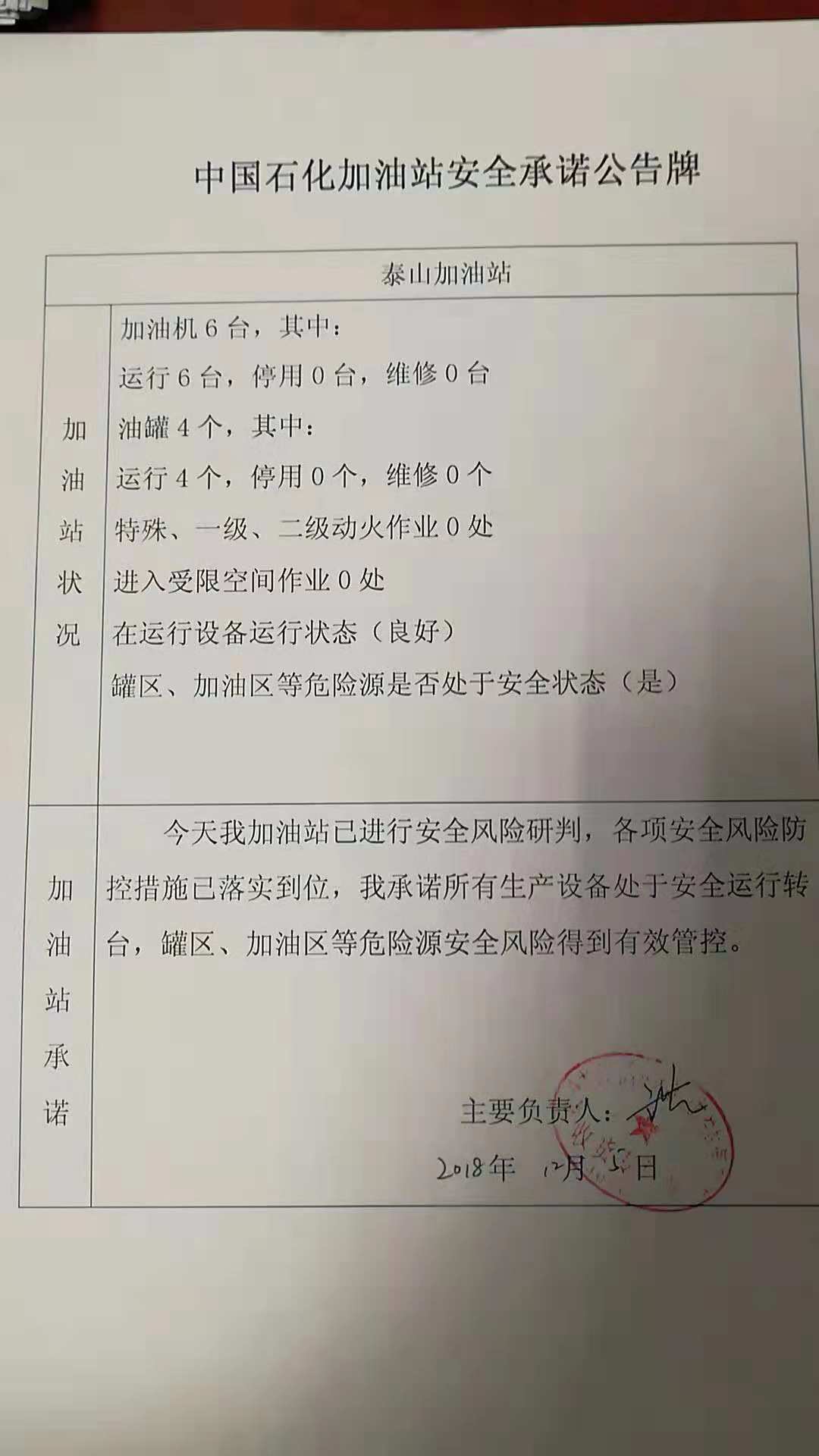 20181205安全承诺公告牌公示