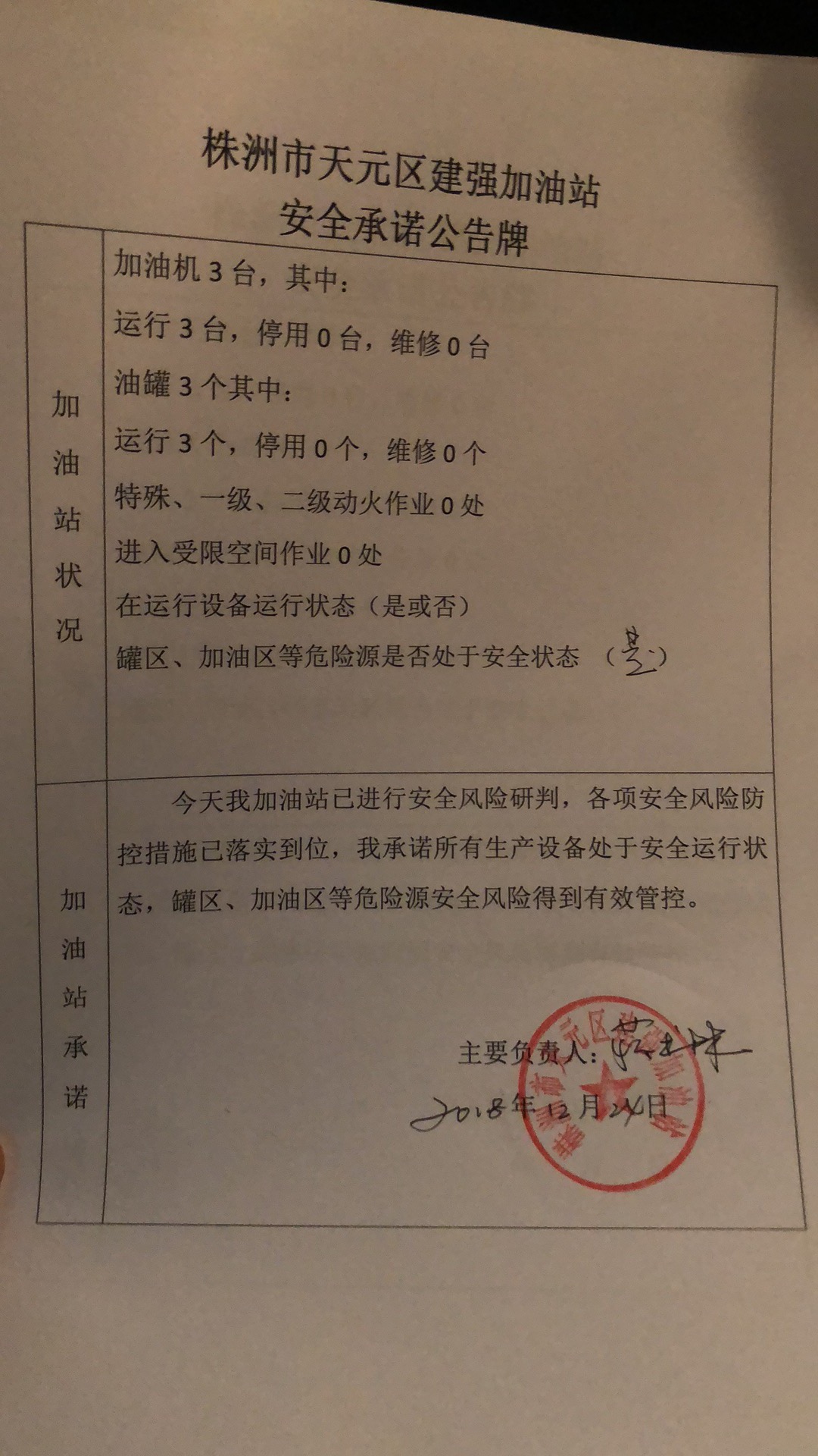 20181224安全承诺公告牌公示