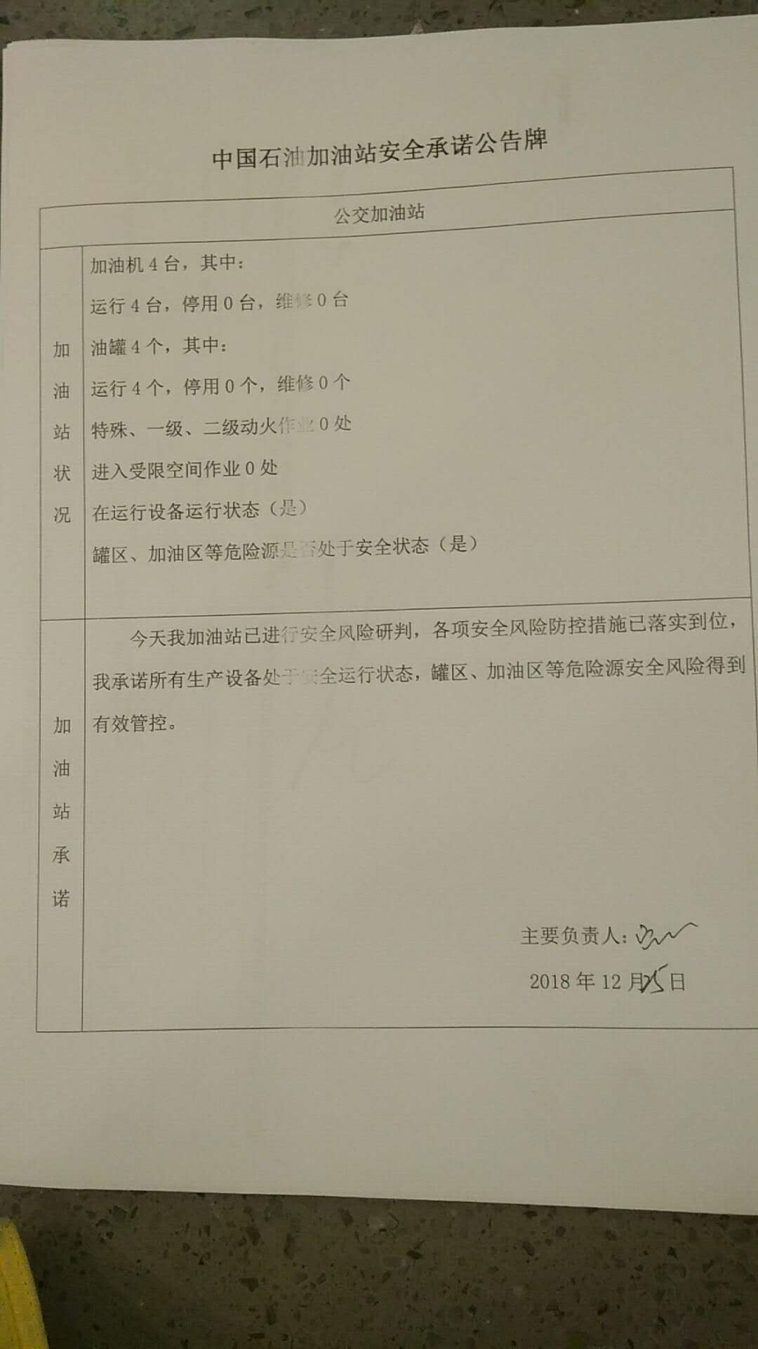 20181225安全承诺公告牌公示