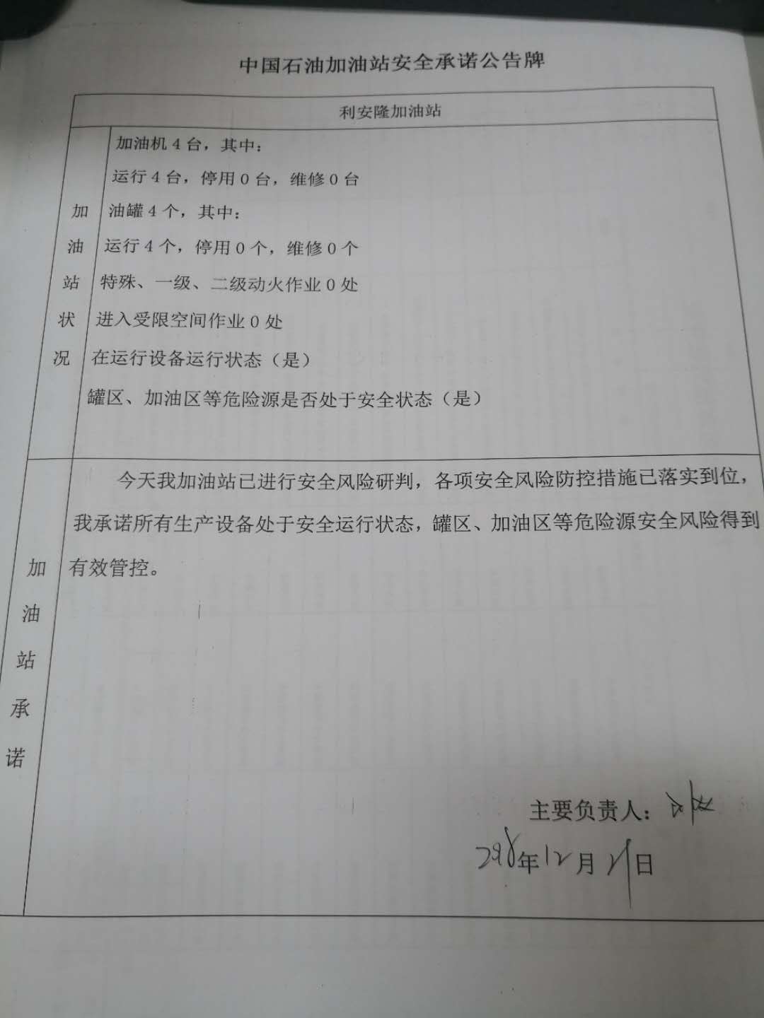 20181221安全承诺公告牌公示