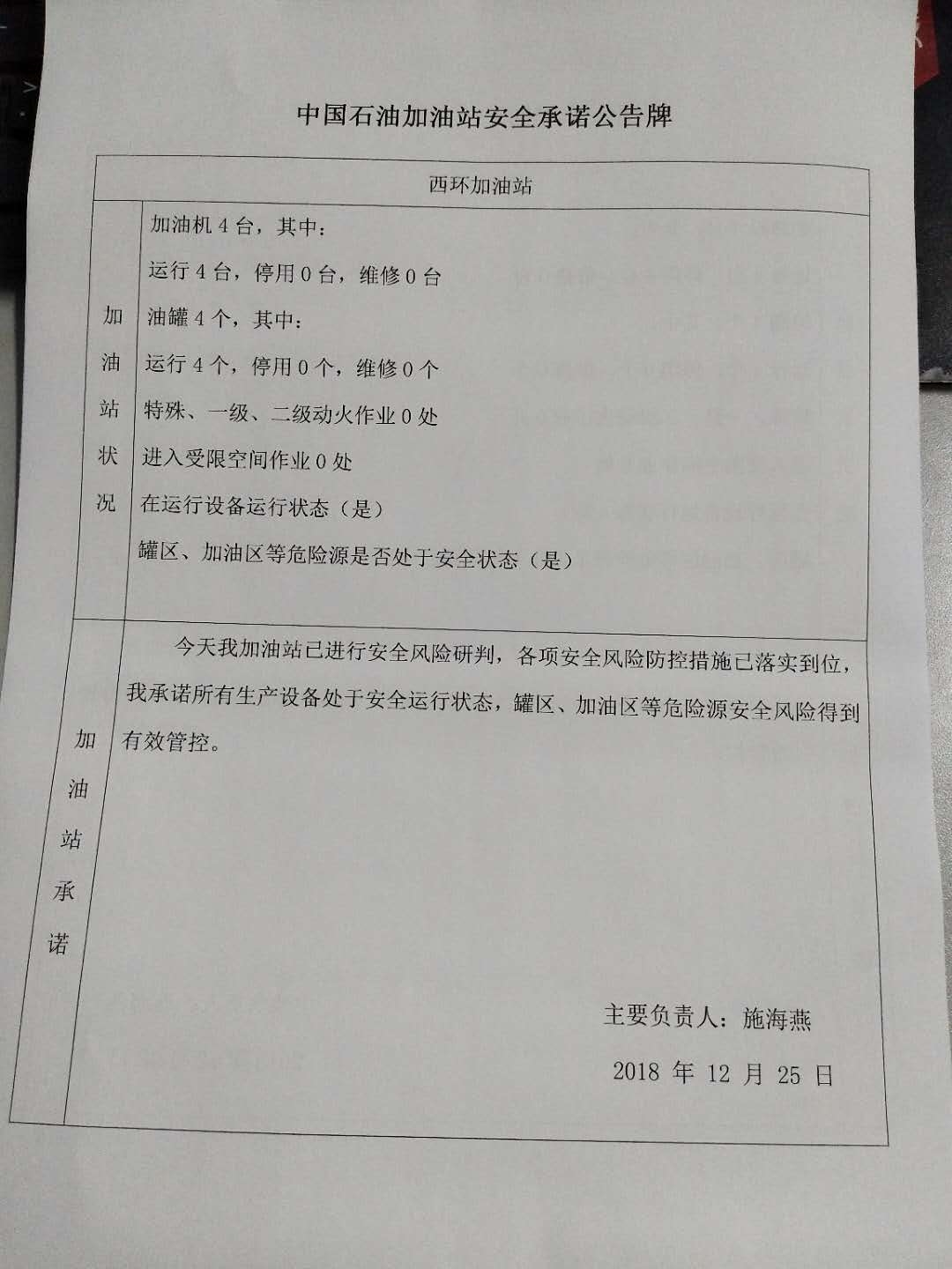 20181225安全承诺公告牌公示