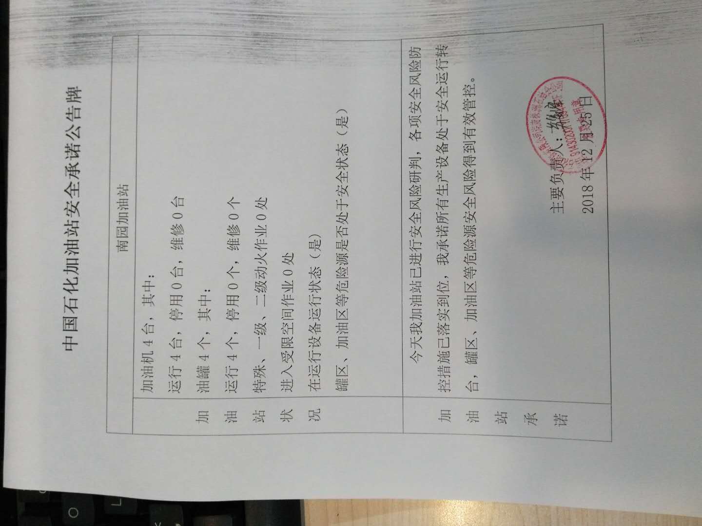20181225安全承诺公告牌公示