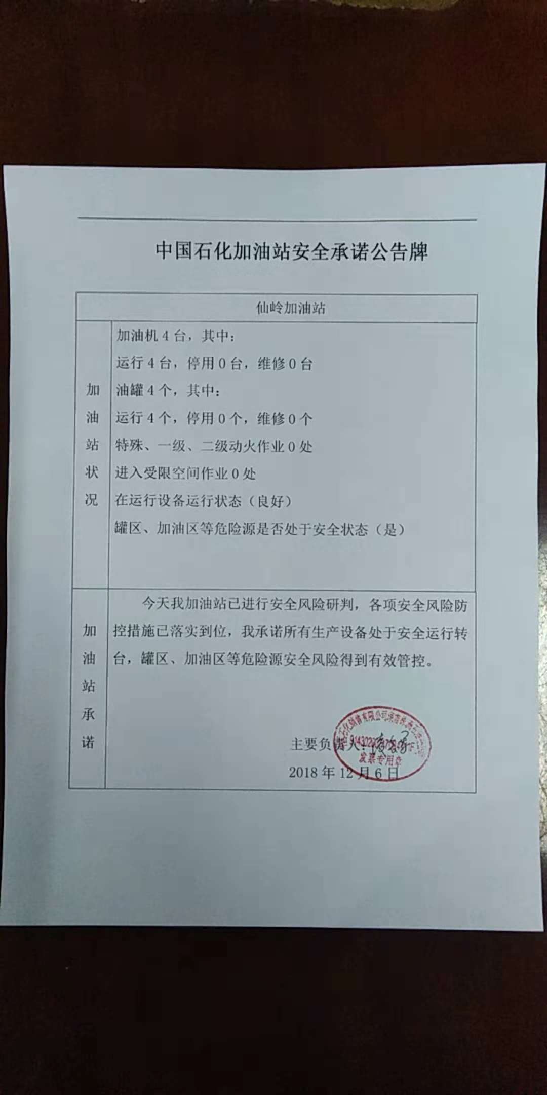 20181206安全承诺公告牌公示