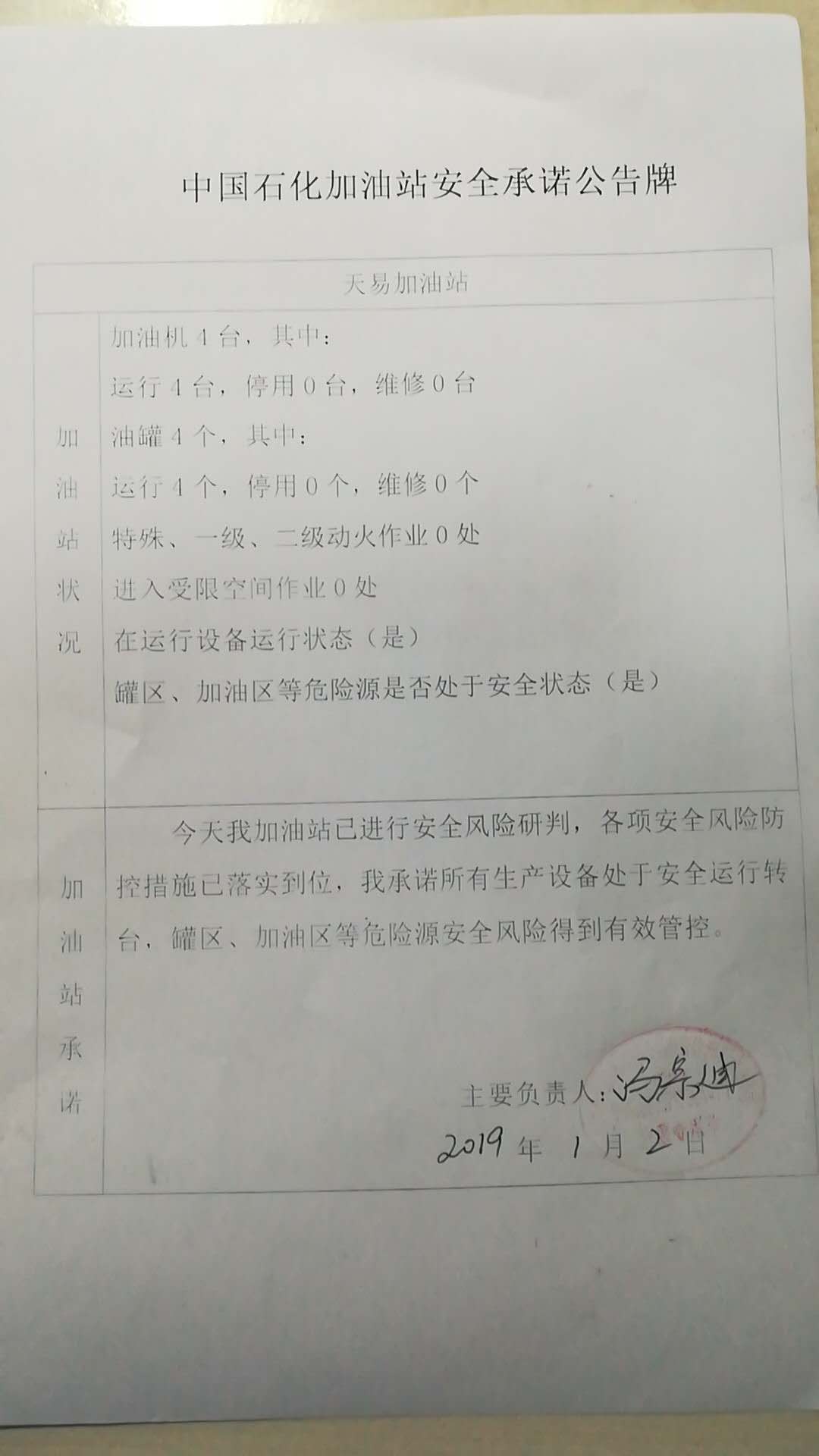 20190102安全承诺公告牌公示