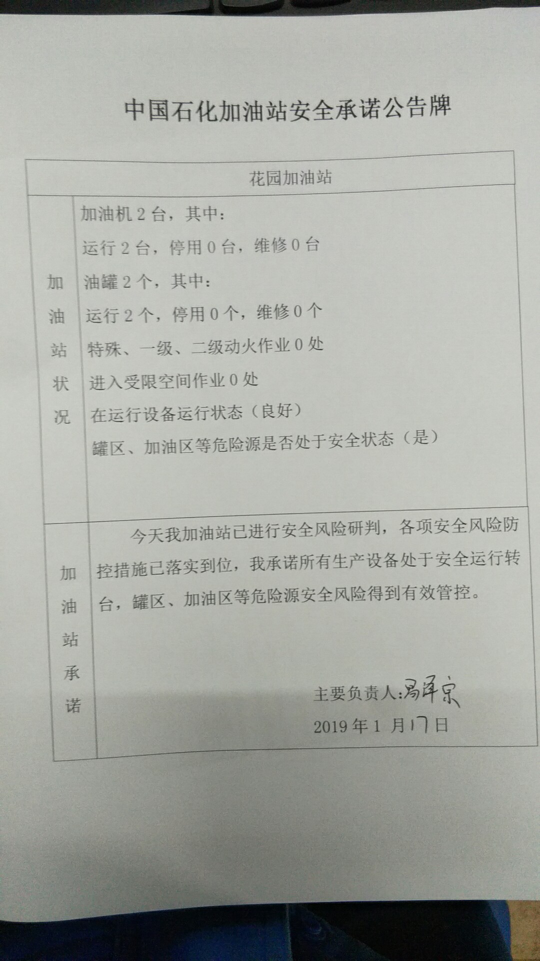 20190117安全承诺公告牌公示