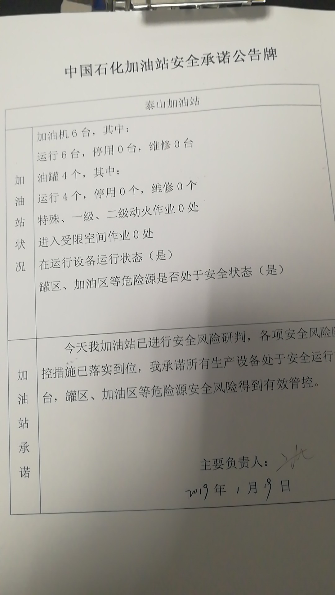 20190119安全承诺公告牌公示