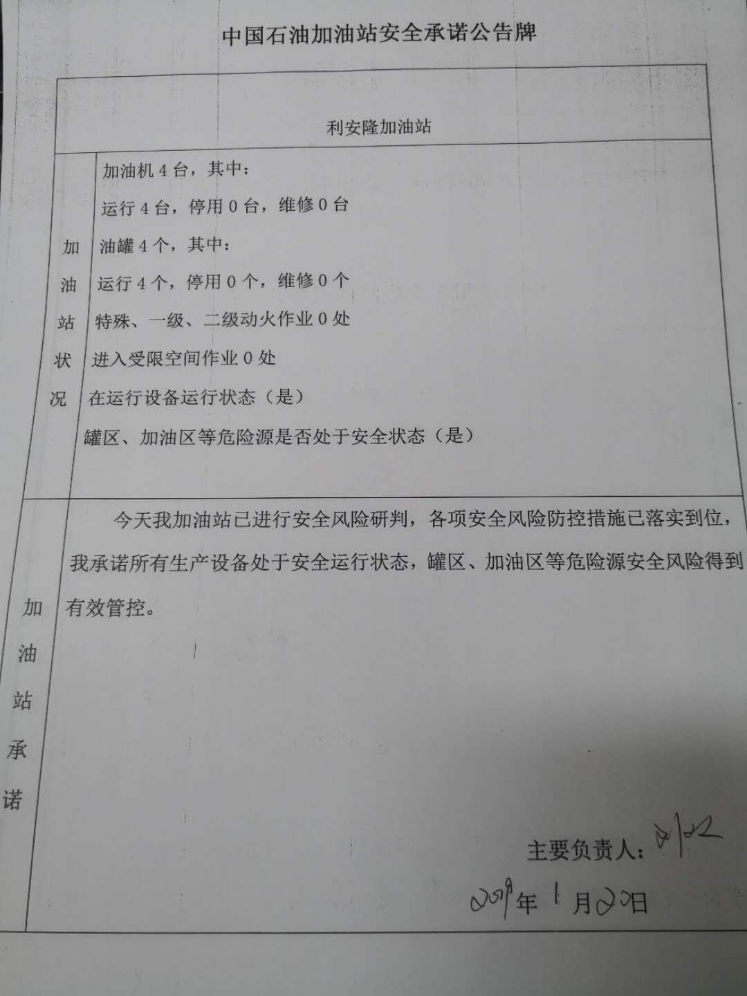 20190120安全承诺公告牌公示