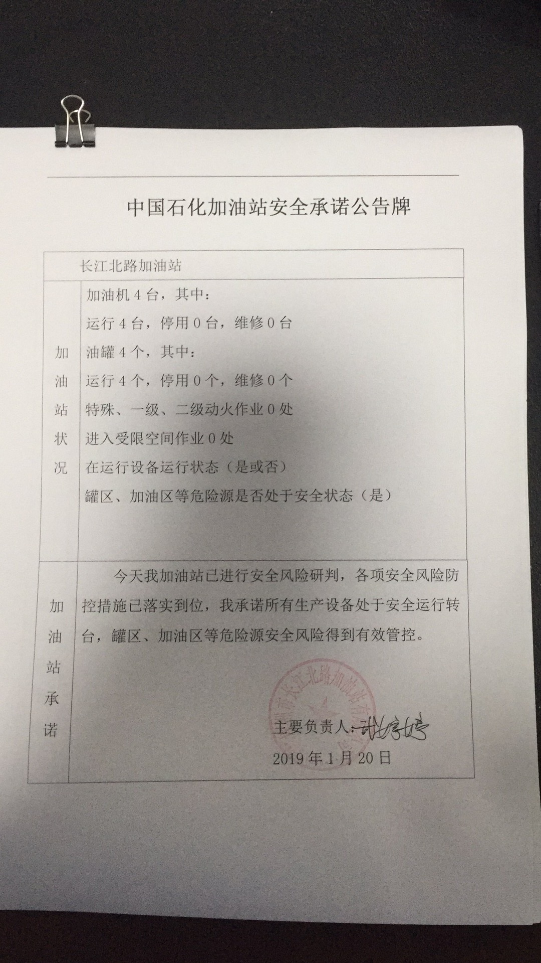 20190120安全承诺公告牌公示