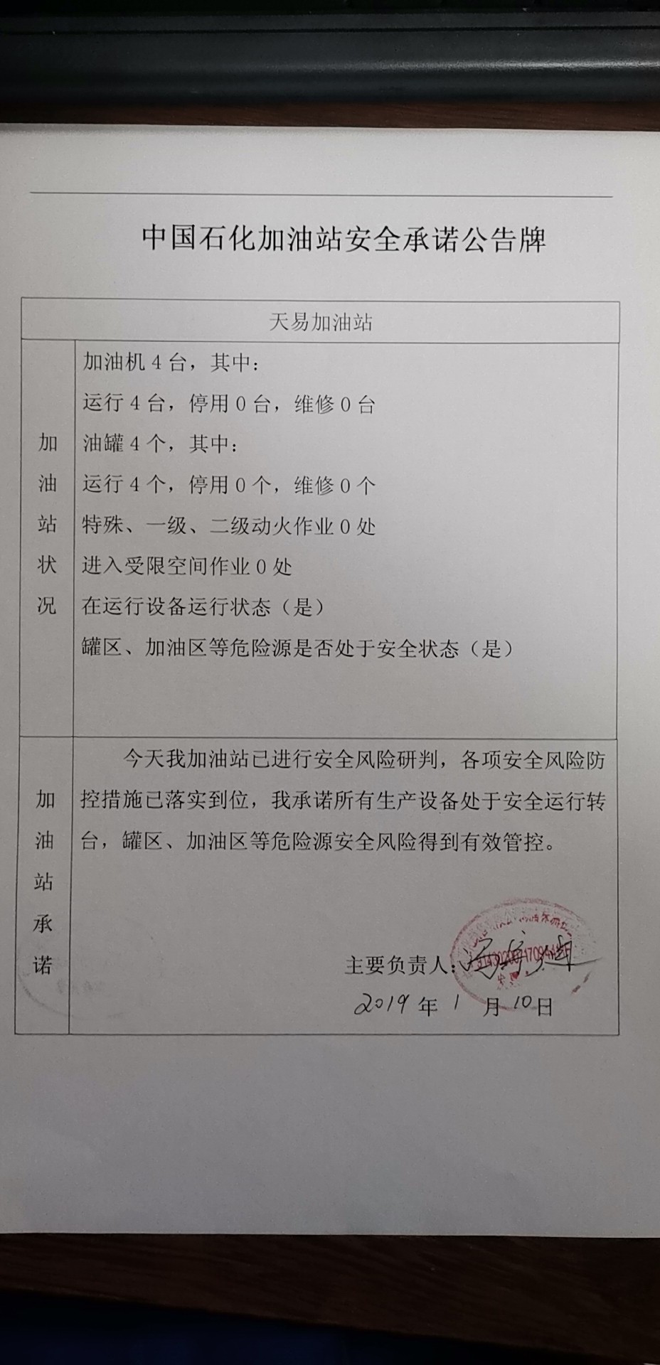 20190110安全承诺公告牌公示