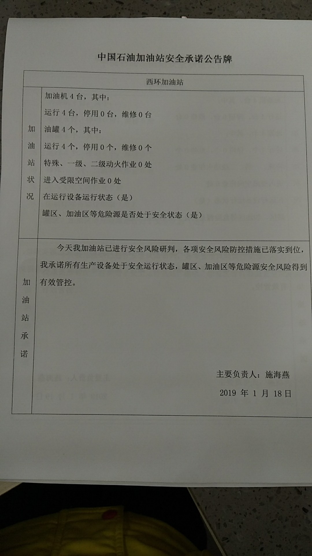 20190118安全承诺公告牌公示
