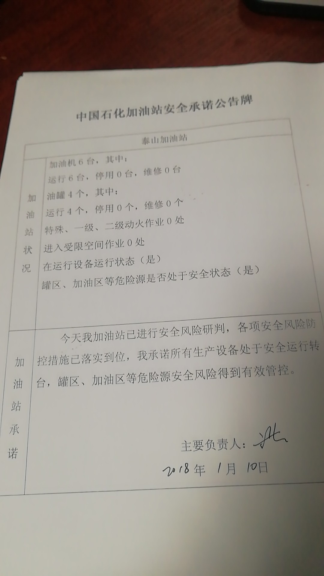 20190110安全承诺公告牌公示