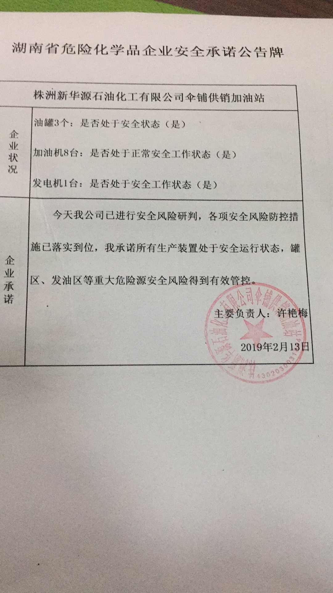 20190213安全承诺公告牌公示