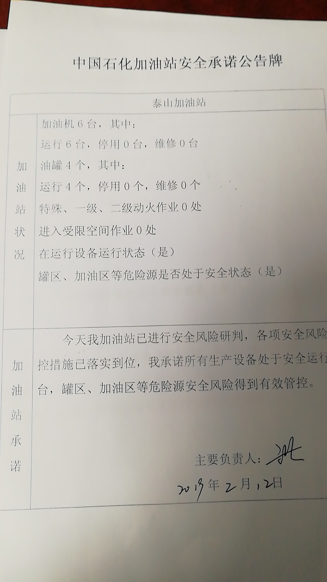 20190212安全承诺公告牌公示
