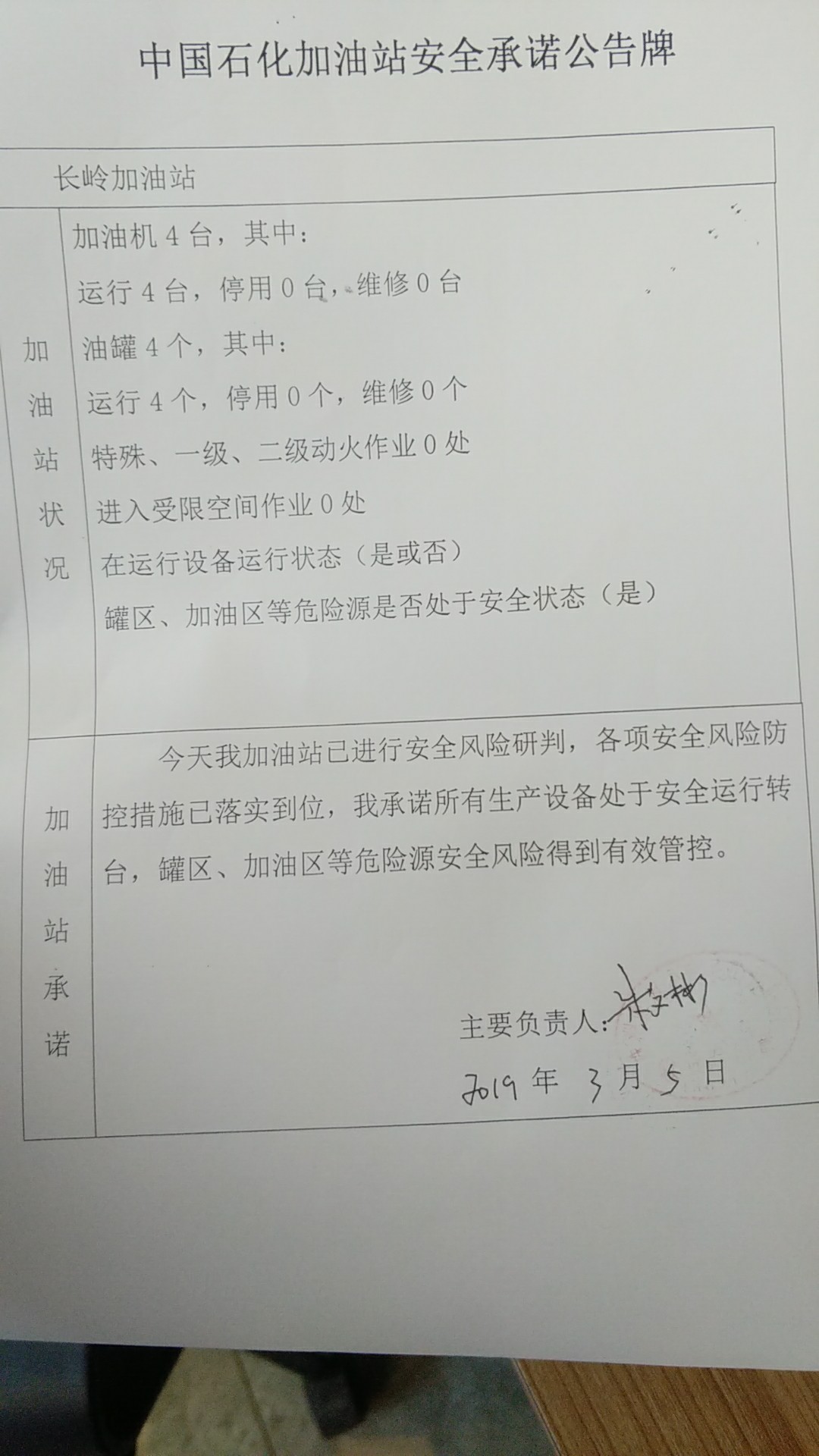 20190305安全承诺公告牌公示