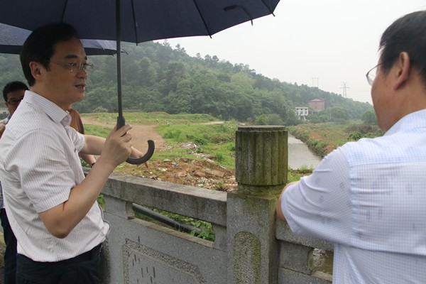 王利波实地调研黑臭水体治理情况并开展巡河