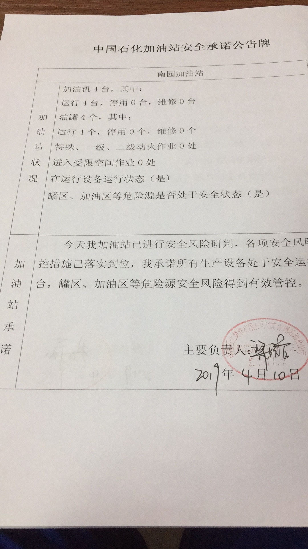 20190410安全承诺公告牌公示
