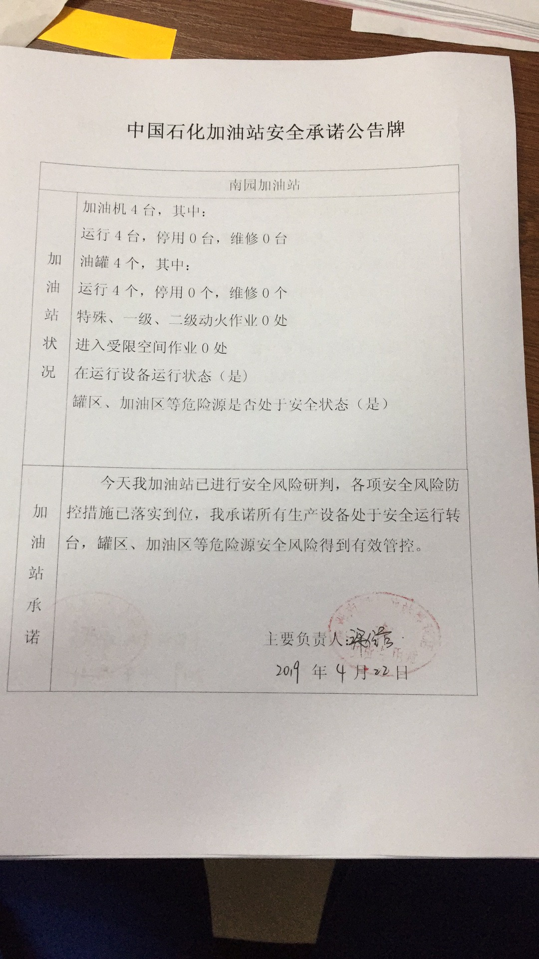 20190422安全承诺公告牌公示