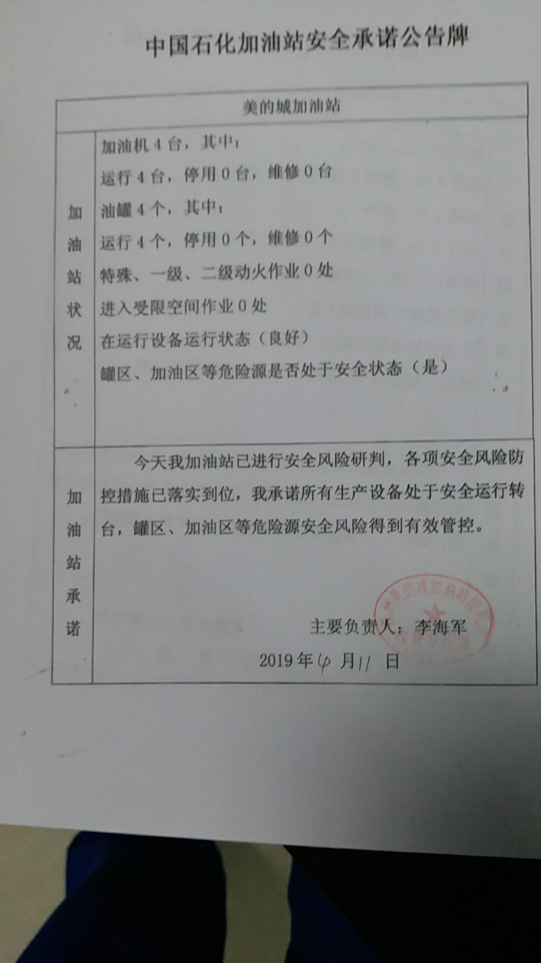 20190411安全承诺公告牌公示