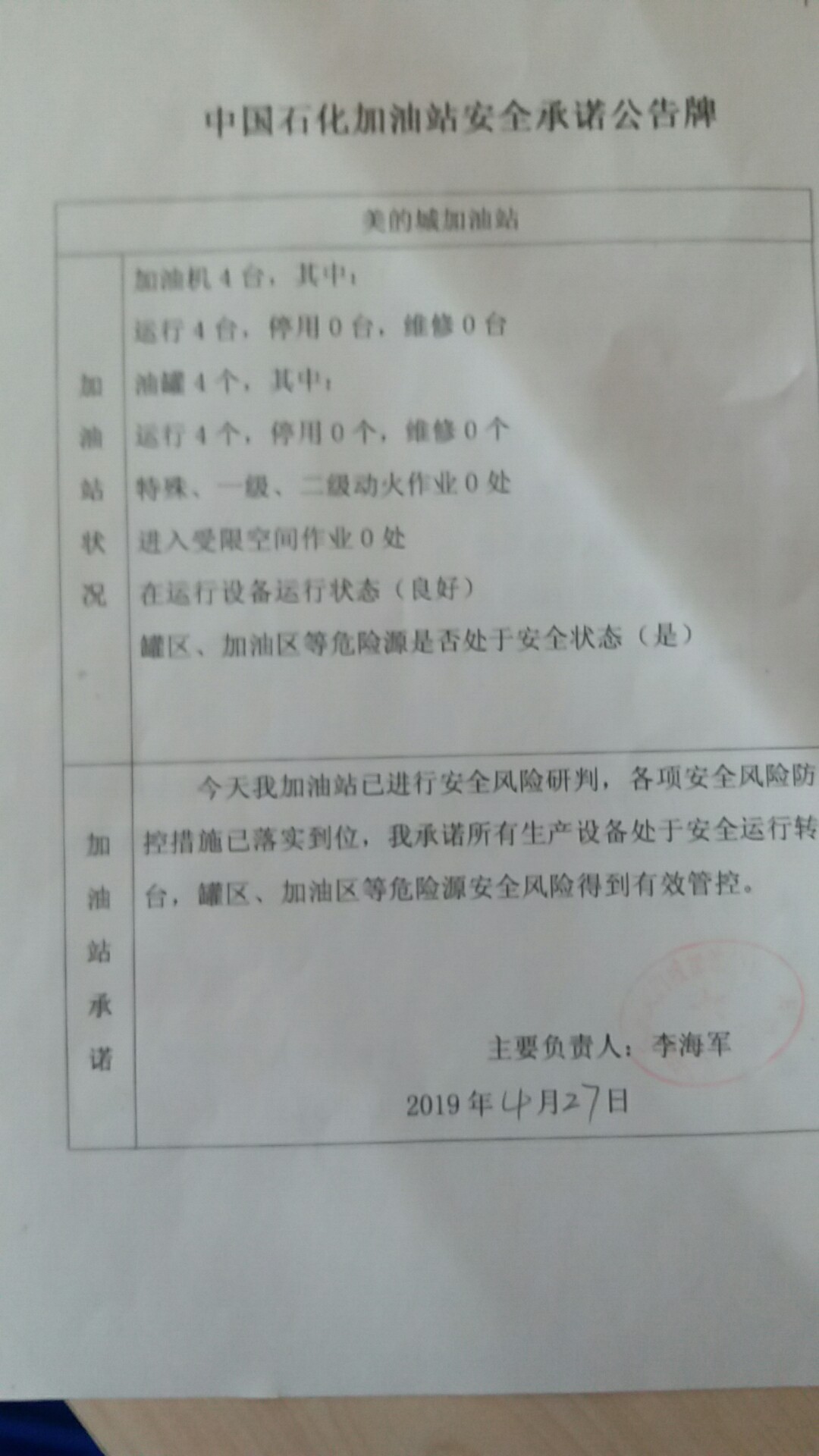 20190427安全承诺公告牌公示