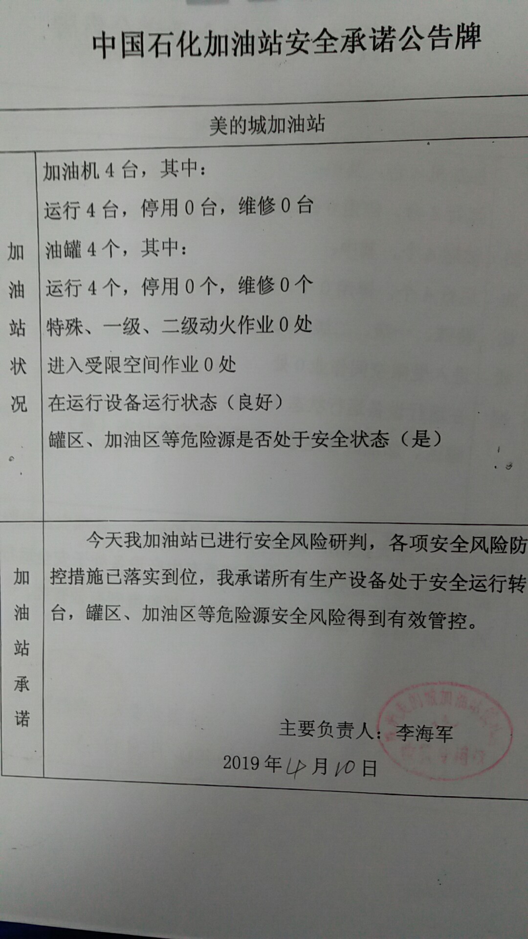 20190410安全承诺公告牌公示