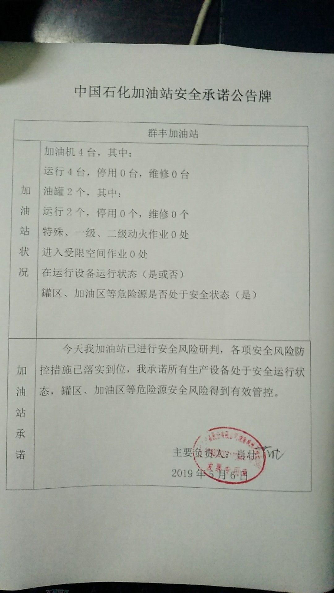 20190506安全承诺公告牌公示
