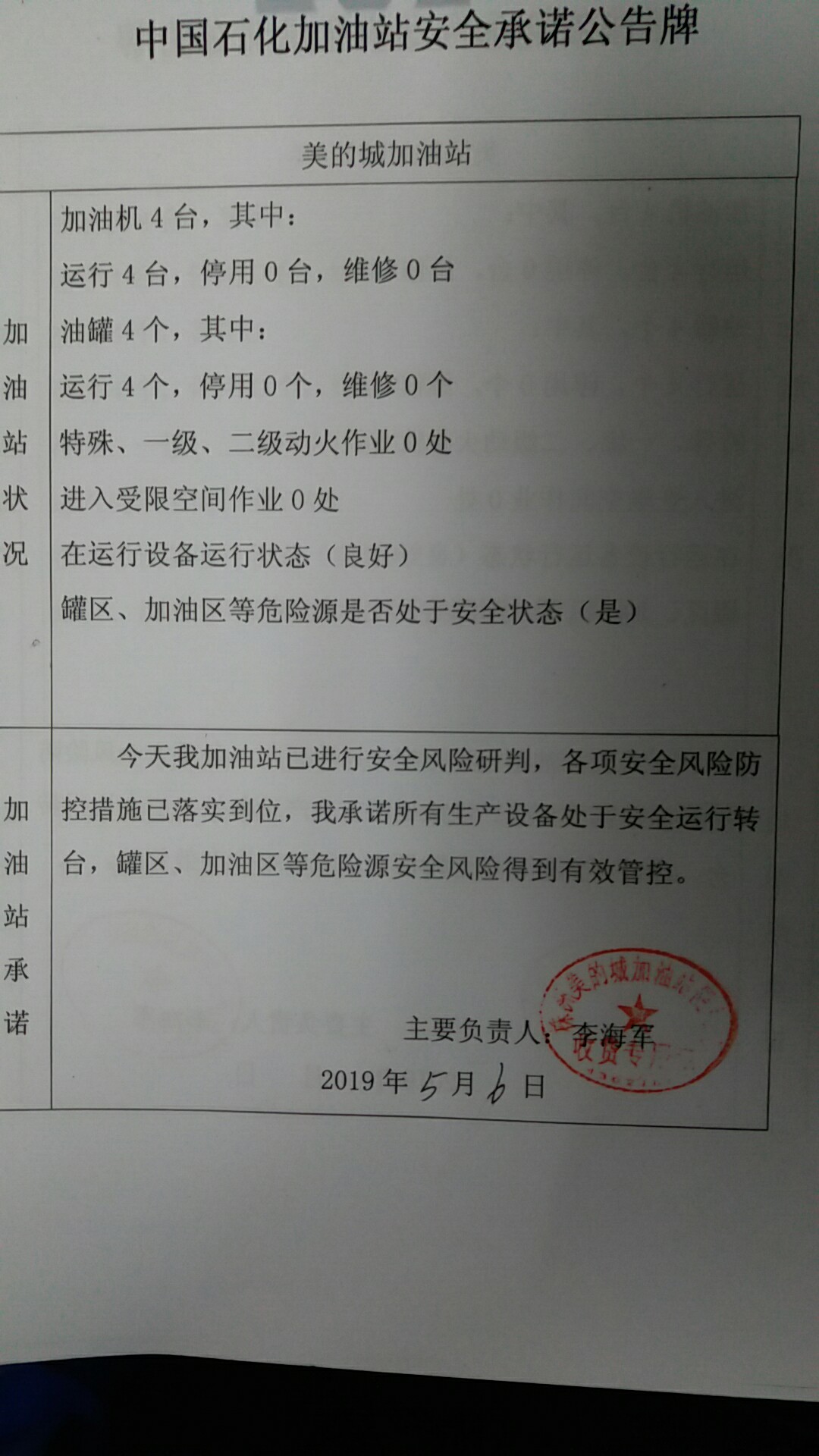 20190506安全承诺公告牌公示