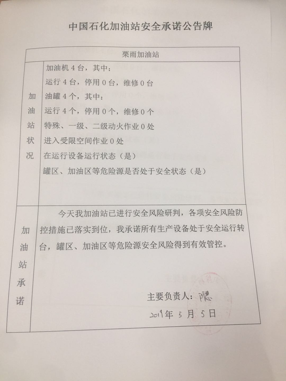 20190505安全承诺公告牌公示
