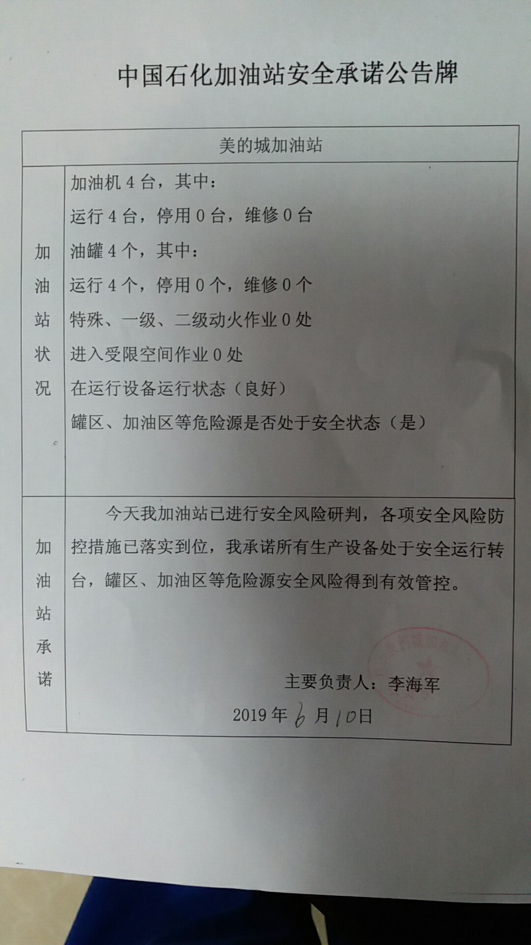 20190610安全承诺公告牌公示
